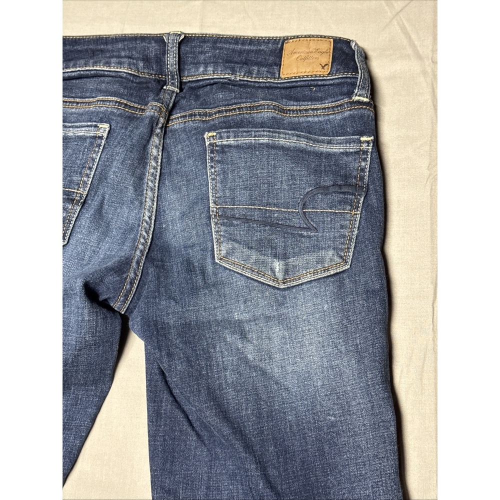 American Eagle Women Medium Wash Super Stretch Skinny Leg Denim Blue Jeans 2 Reg - Picture 12 of 16